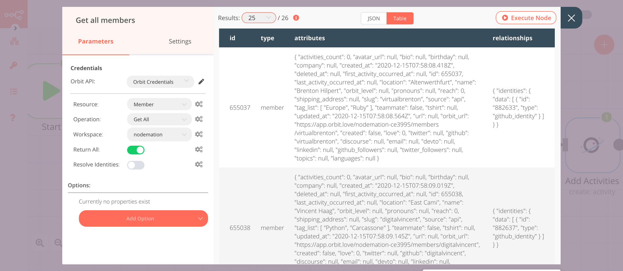 Getting all members using the Orbit node