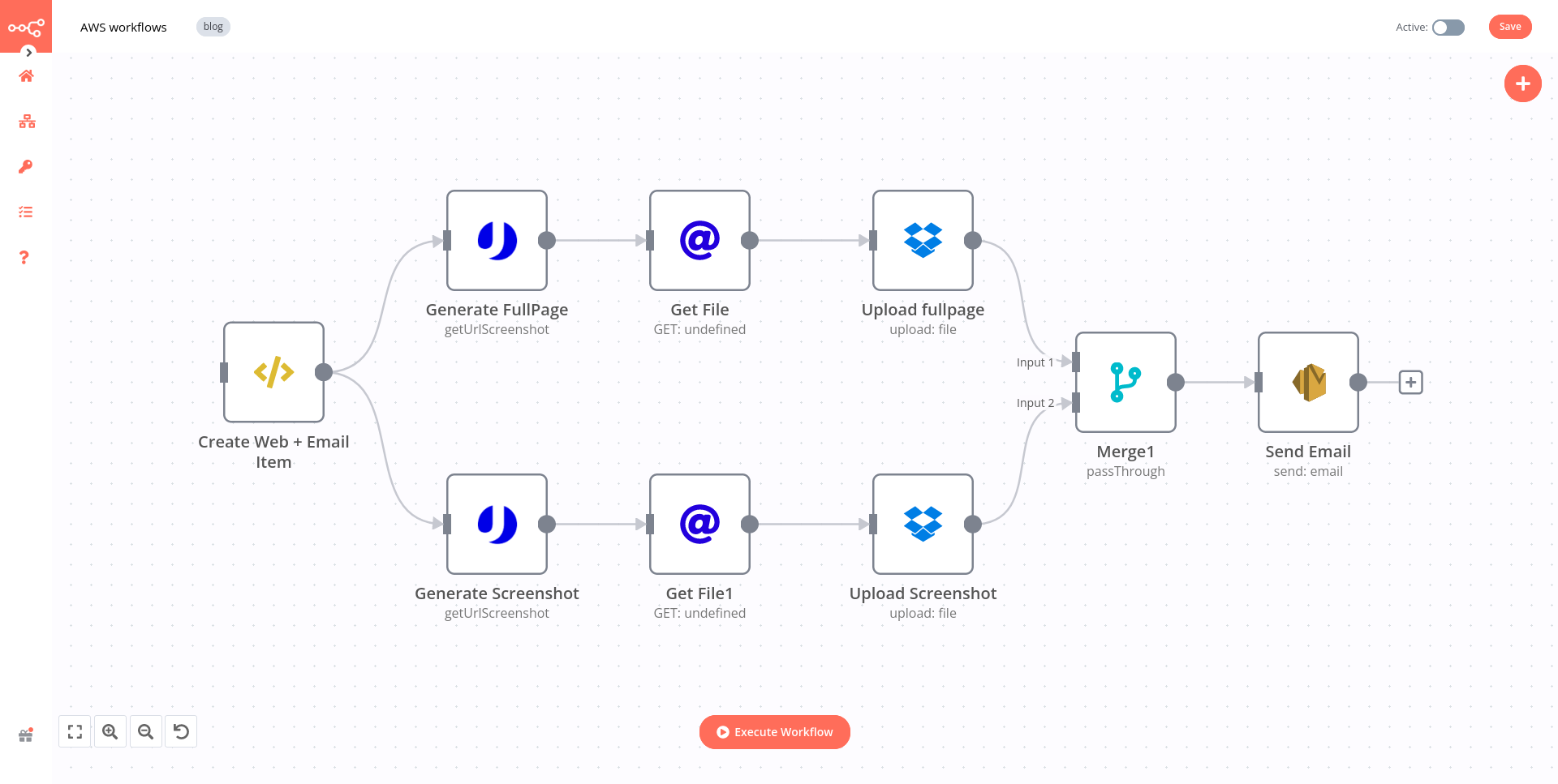 Workflow for emailing screenshots with AWS SES