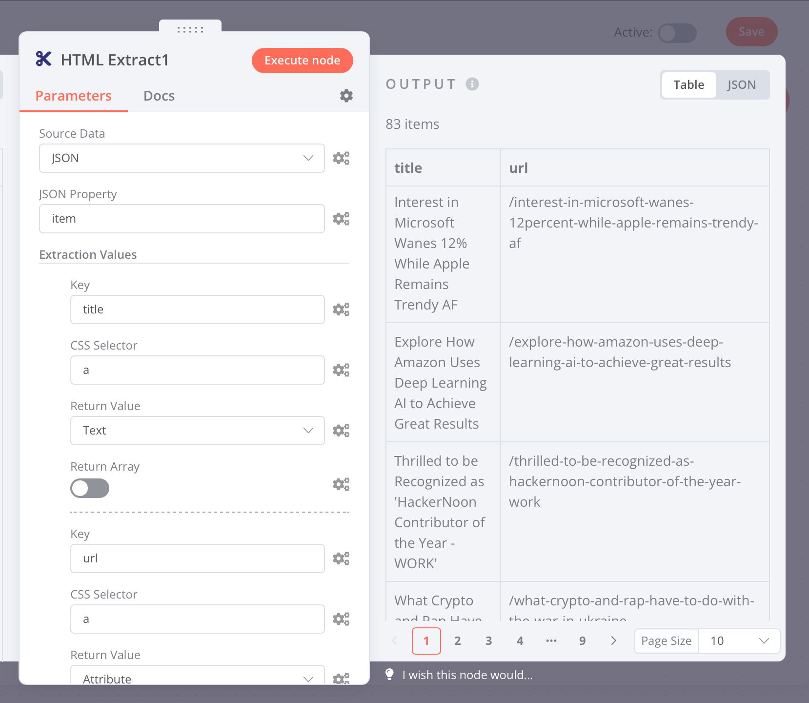 Node details view - output pane screenshot