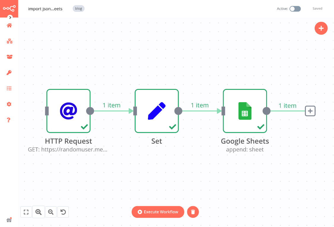 Workflow to import JSON from an API into Google Sheets