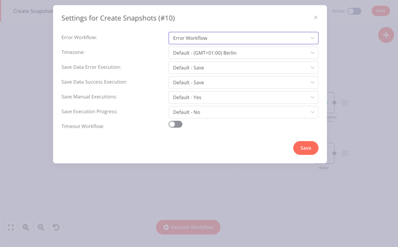 Setting for Create Snapshots