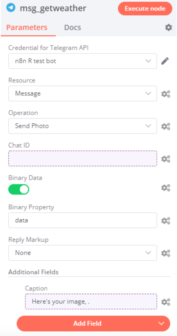 Telegram node configuration