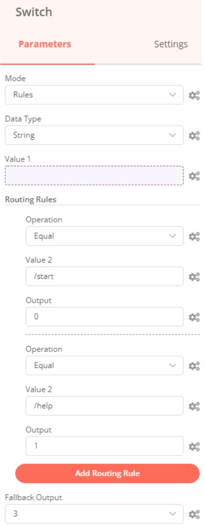 Switch node configuration