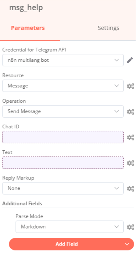 Telegram node configuration