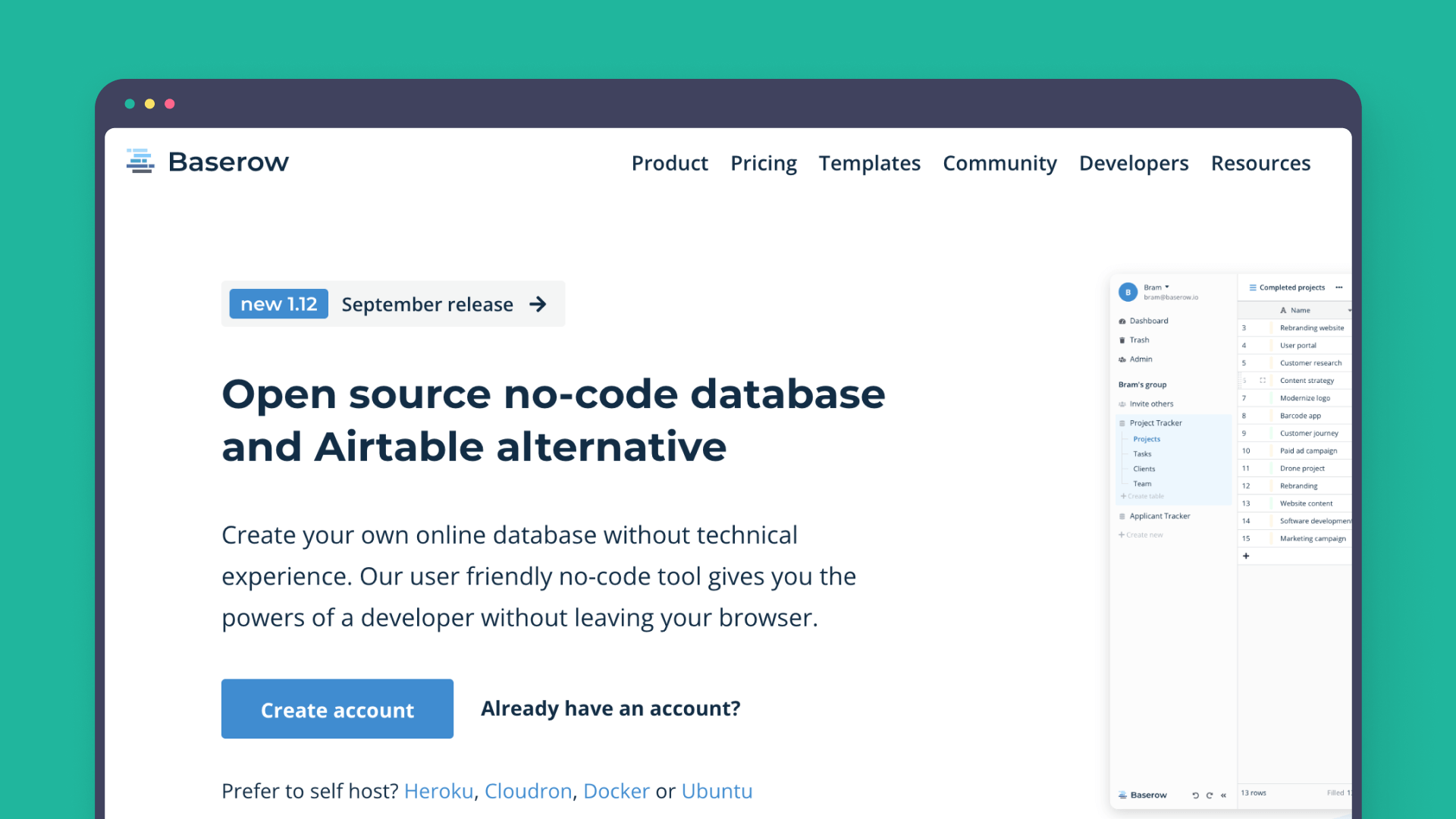 Baserow open-source marketing tool