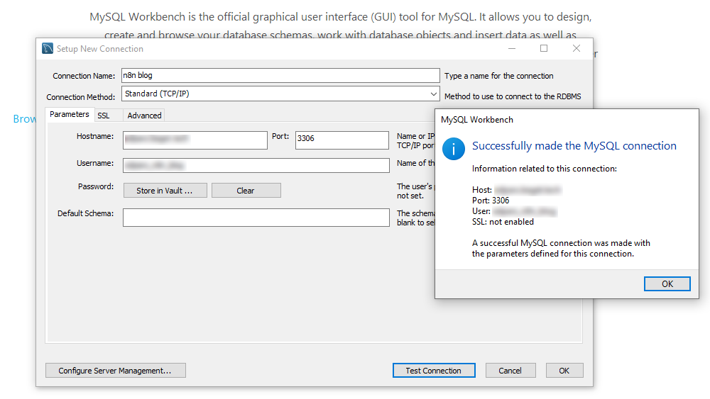 Connect to remote MySQL database in Workbench