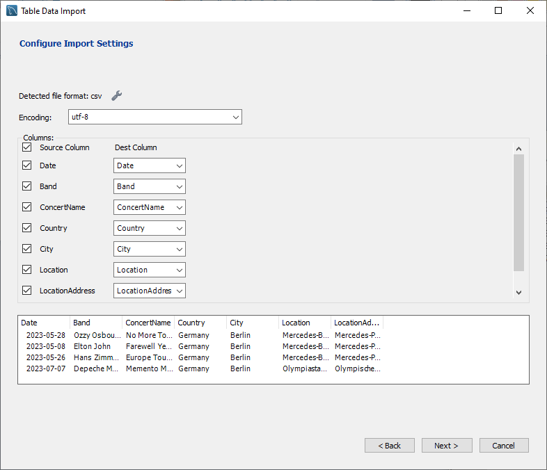 Import CSV file in Workbench via a wizard