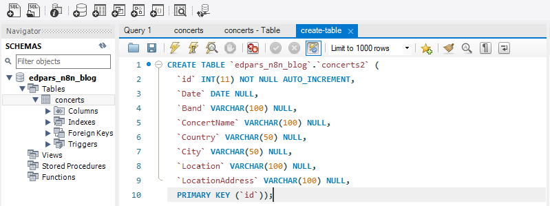 Write SQL commands directly in Workbench