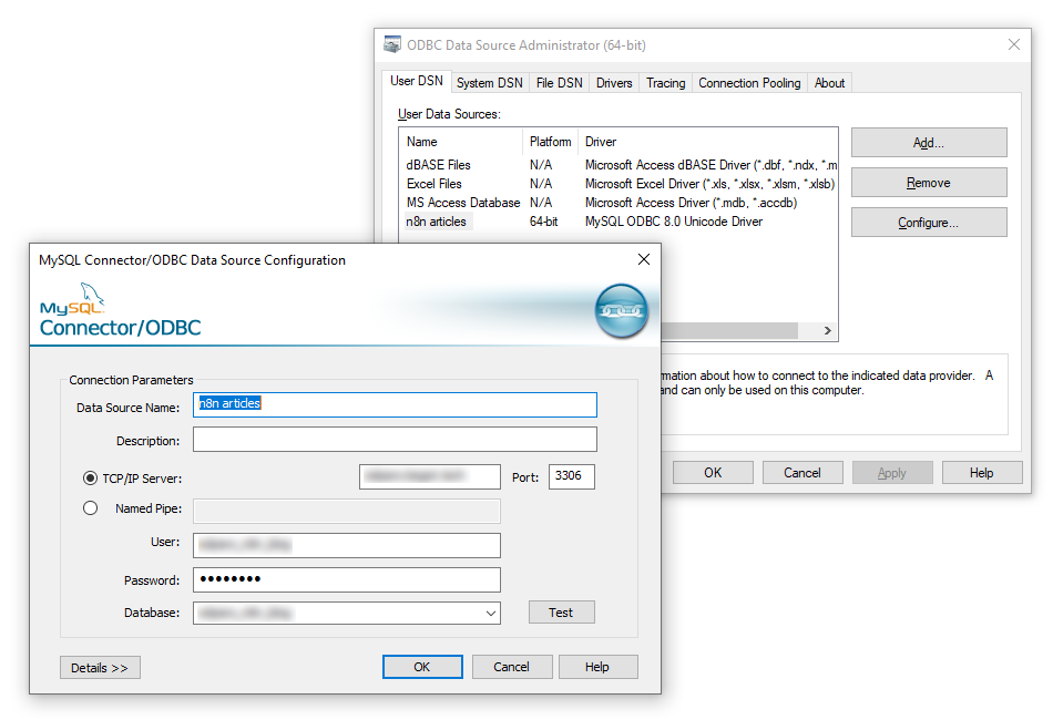 Add new connection in the ODBC Data Source Administrator