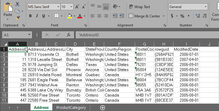 Export into Excel file from SSMS is complete