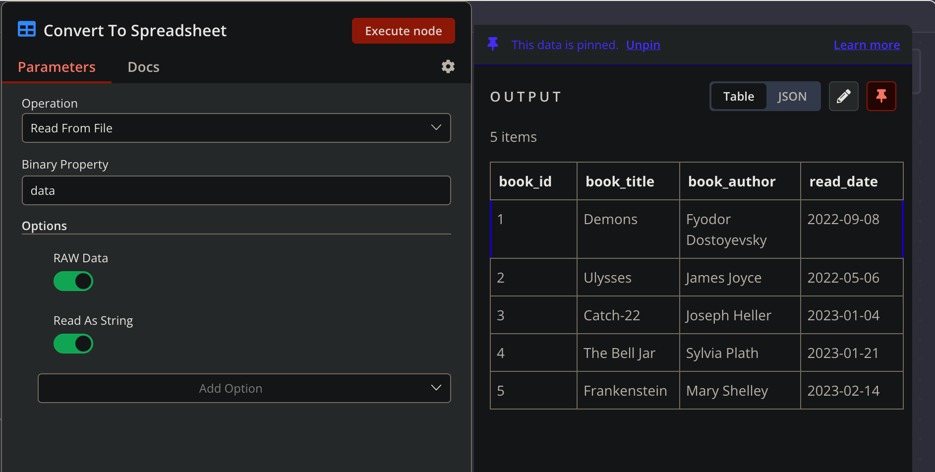 Locally stored CSV file is converted to JSON