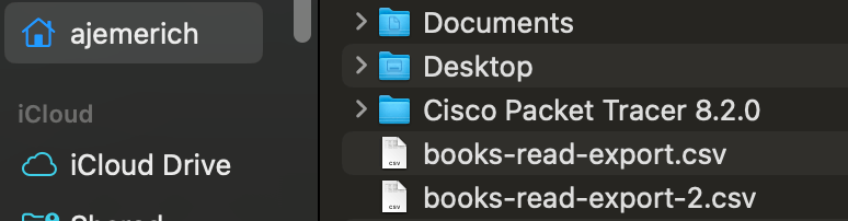 Newly exported CSV file location