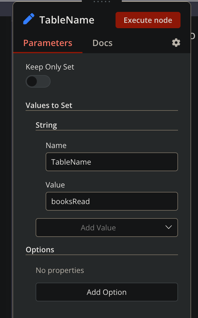 Set Node inputs