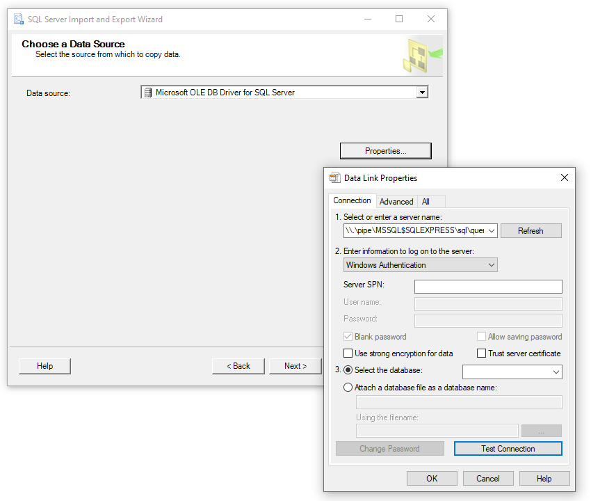 Add Data Source in the SQL Server Import & Export Wizard