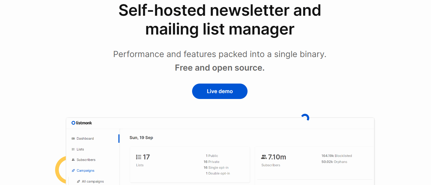 Listmonk is a light-weight open-source newsletter and email marketing tool