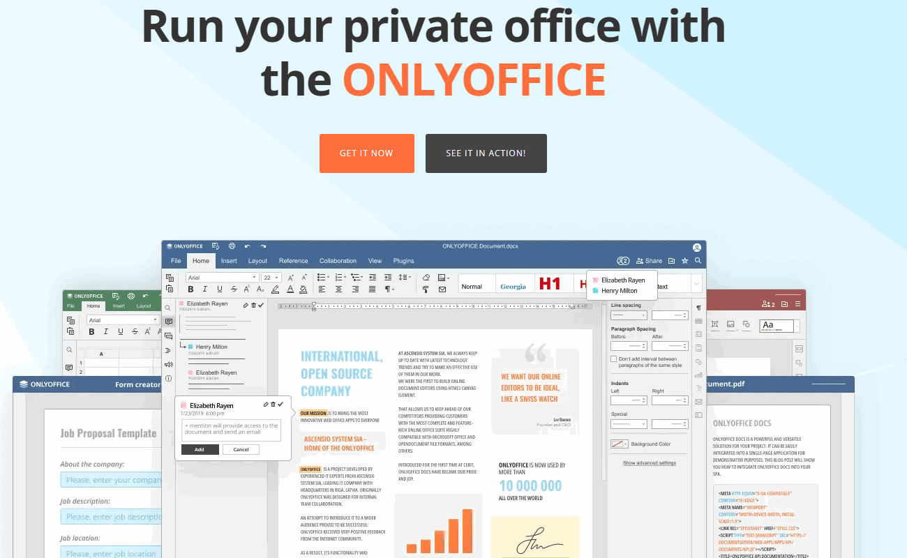 OnlyOffice Community Edition offers self-hosted version of the Document Editor and more