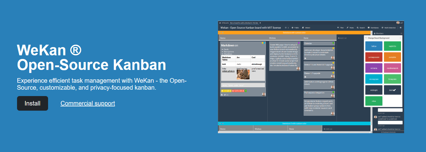 Wekan is a simple open-source Kanban board