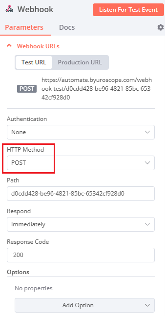 Create a simple webhook with a POST HTTP Method