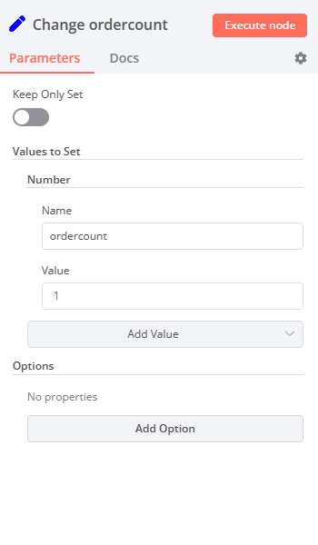 Override the ordercount variable in a Set Node