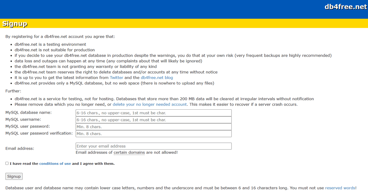 Db4free offers an easy to setup SQL database with remote access