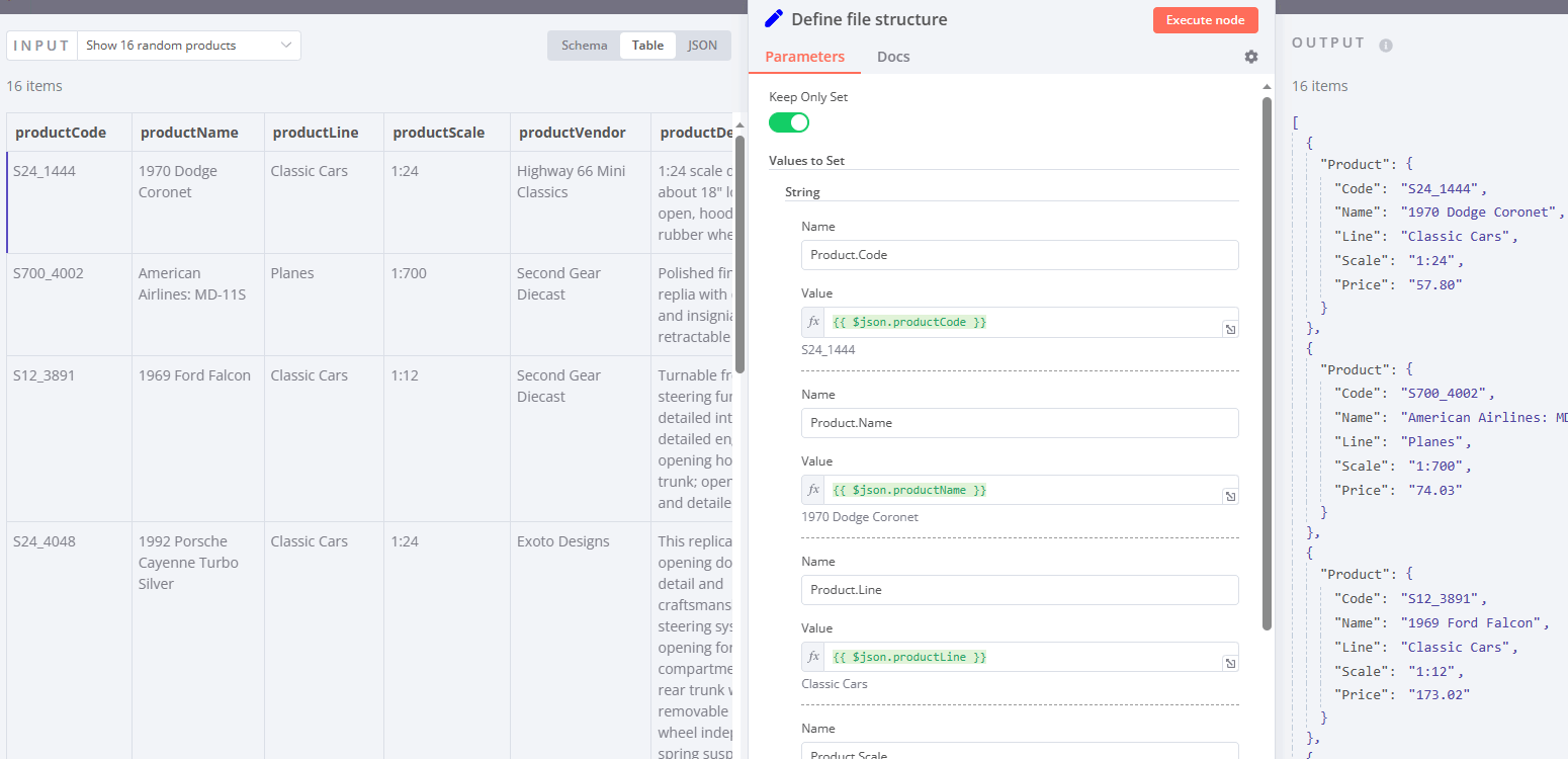 Define a structure of the future XML file in the Set node