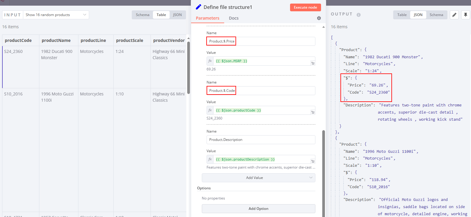 Use the dollar sign key to define XML attributes