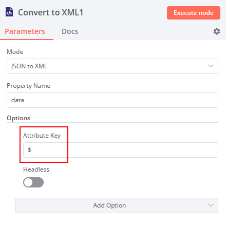 Add Attribute key option in XML node settings