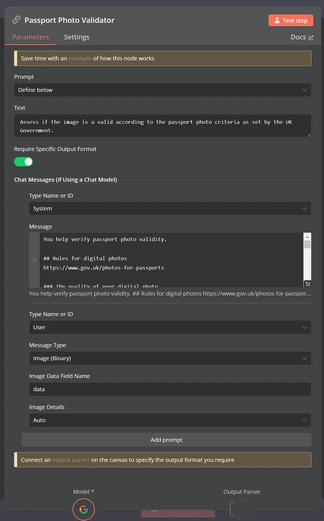 n8n Basic LLM Chain node