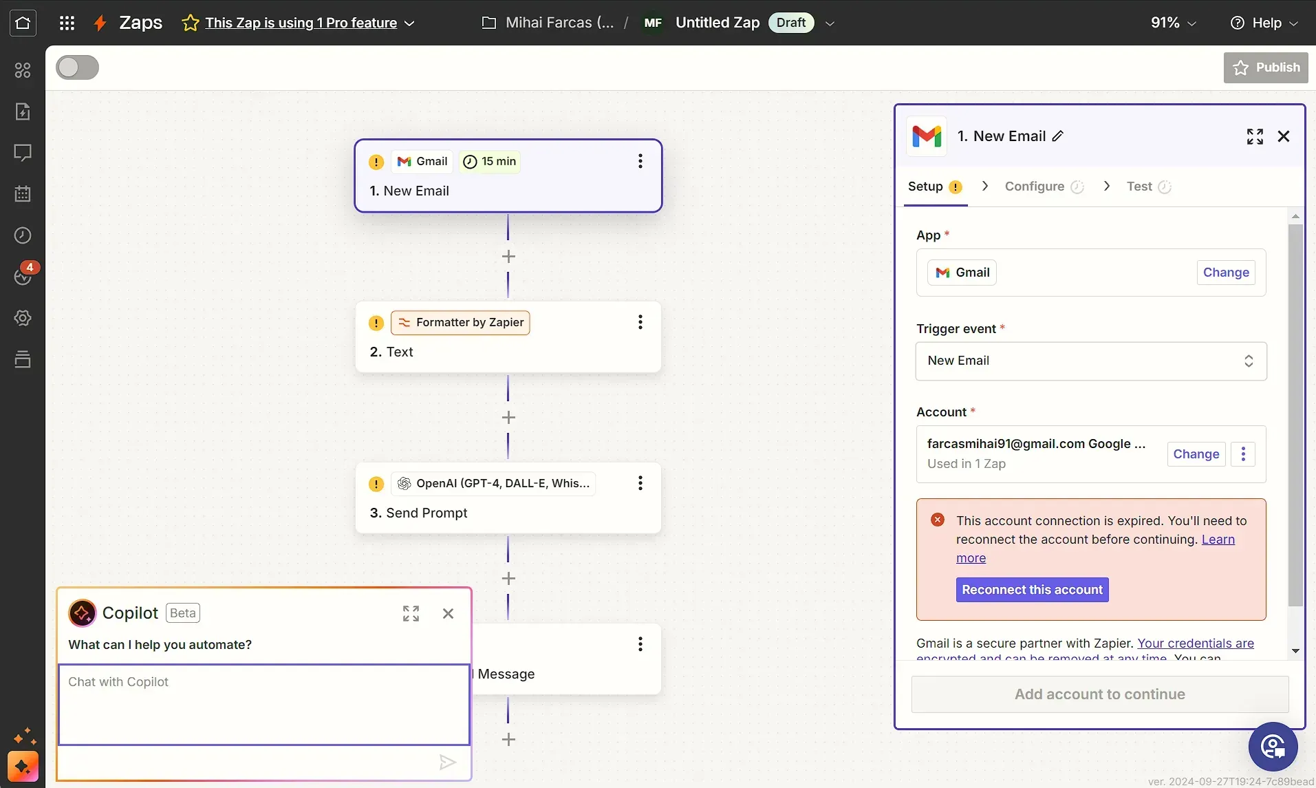 Zapier Workflow Editor